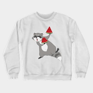 Cute raccoon with watermelon Crewneck Sweatshirt